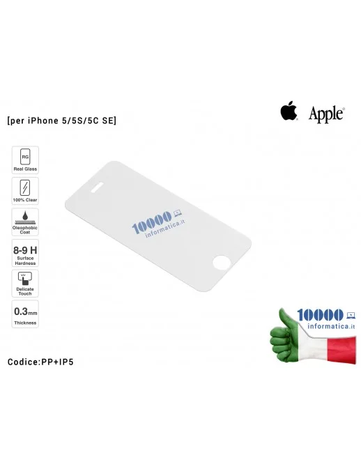 PP+IP5 Pellicola in Vetro Temperato 9H 0,33mm per APPLE iPhone 5/5S/5C/SE