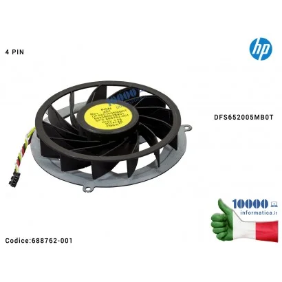 688762-001 Ventola di Raffreddamento Fan CPU HP EliteBook 8770W 8740W 8675W 8760W [4 PIN] DFS652005MB0T