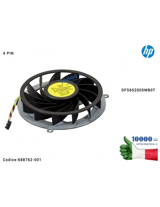688762-001 Ventola di Raffreddamento Fan CPU HP EliteBook 8770W 8740W 8675W 8760W [4 PIN] DFS652005MB0T
