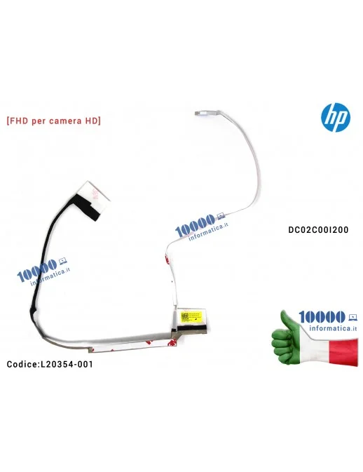 L20354-001 Cavo Flat LCD HP Pavilion Gaming 15-CX [FHD per camera HD] TPN-C133 FHD Non-IR EDP (Full-HD) DC02C00I200 (30 PIN) ...