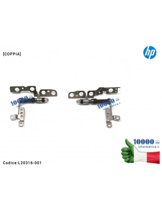 L20316-001 Cerniere Hinges LCD [COPPIA] HP 15-CX 15T-CX 15-CX000 TPN-C133 TPN-C134 [R+L] L20316-001