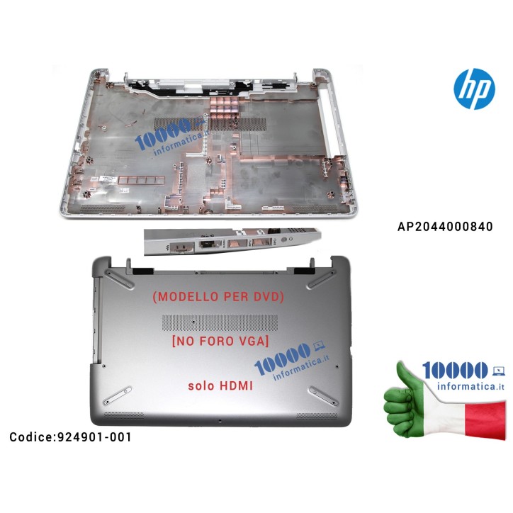 Bottom Case Scocca Inferiore [Pike Silver] HP Pavillion 15-BS 15-BW 250 G6 255 G6 256 G6 258 G6 TPN-C129 TPN-C130 (ARGENTO) AP20