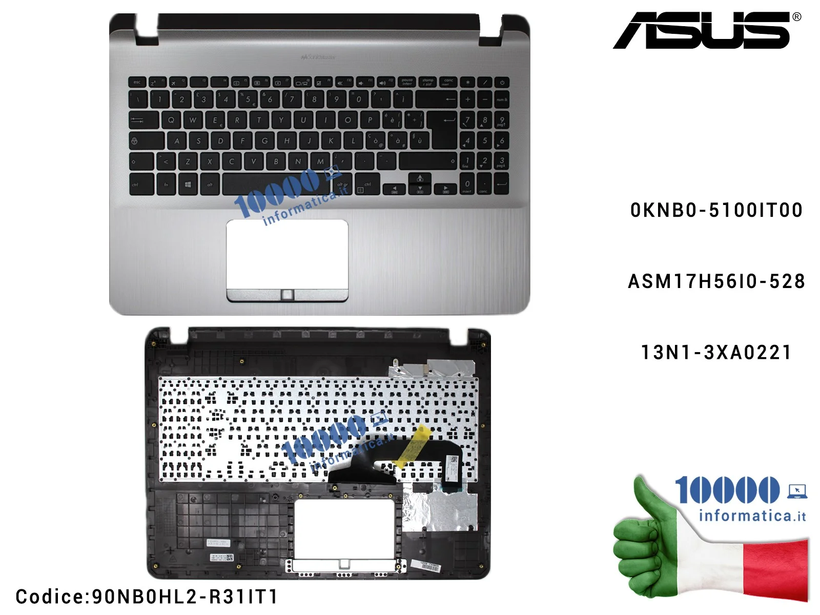 90NB0HL2-R31IT1 Tastiera Italiana Completa di Top Case Superiore ASUS VivoBook X507 (Icicle Gold) X507M X507MA X507U X507UA X...