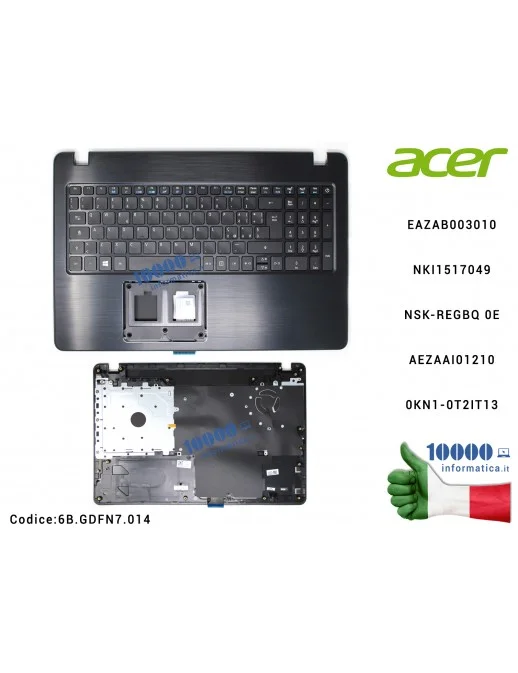 6B.GDFN7.014 Tastiera Retroilluminata Italiana Completa di Top Case Superiore [NERO] ACER Aspire F5-573 F5-573G F5-573T EAZAB...