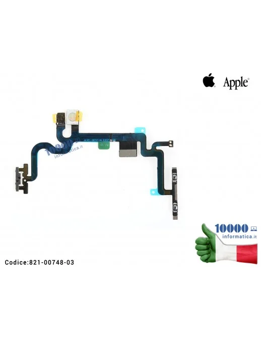 821-00748-03 Pulsante di Accensione ON/OFF Volume SU/GIU APPLE iPhone 7 7G (A1660) (A1778) (A1779) Cavo Flex Power Flash Micr...