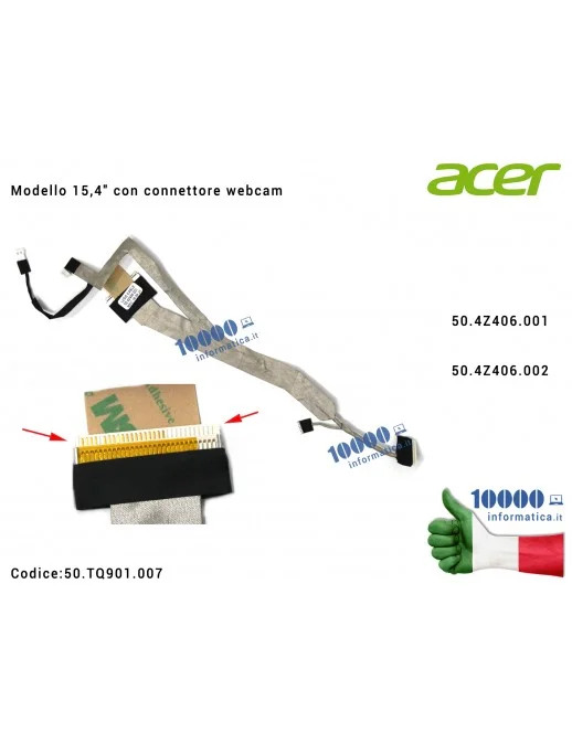 Cavo Flat LCD ACER TravelMate 5230 5330 5530 5730 5530G 5730G Extensa 5230 5230E 5430 5630 5630EZ 5630G 50.4Z406.001 50.4Z406.00