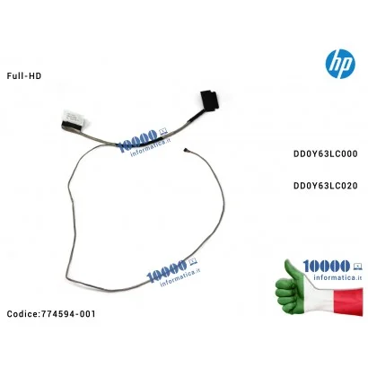 774594-001 Cavo Flat LCD HP 15-U 15-U010DX 15-U011DX Envy X360 [FHD] DD0Y63LC000 DD0Y63LC020 774594-001