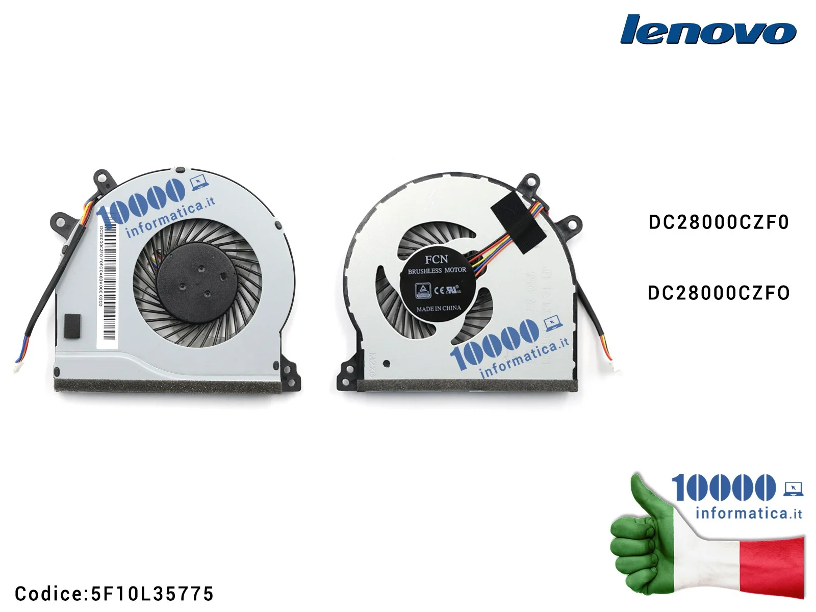 5F10L35775 Ventola Fan CPU LENOVO IdeaPad 310-15 310-15ISK 310-15ABR 310-15IAP 310-15IKB 310-14ISK DC28000CZF0 DC28000CZFO