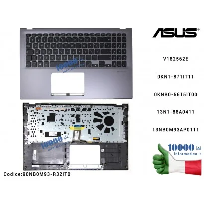 90NB0M93-R32IT0 Tastiera Italiana Retroilluminata Completa di Top Case Superiore ASUS VivoBook 15 X512 (Slate Grey) X512F X51...