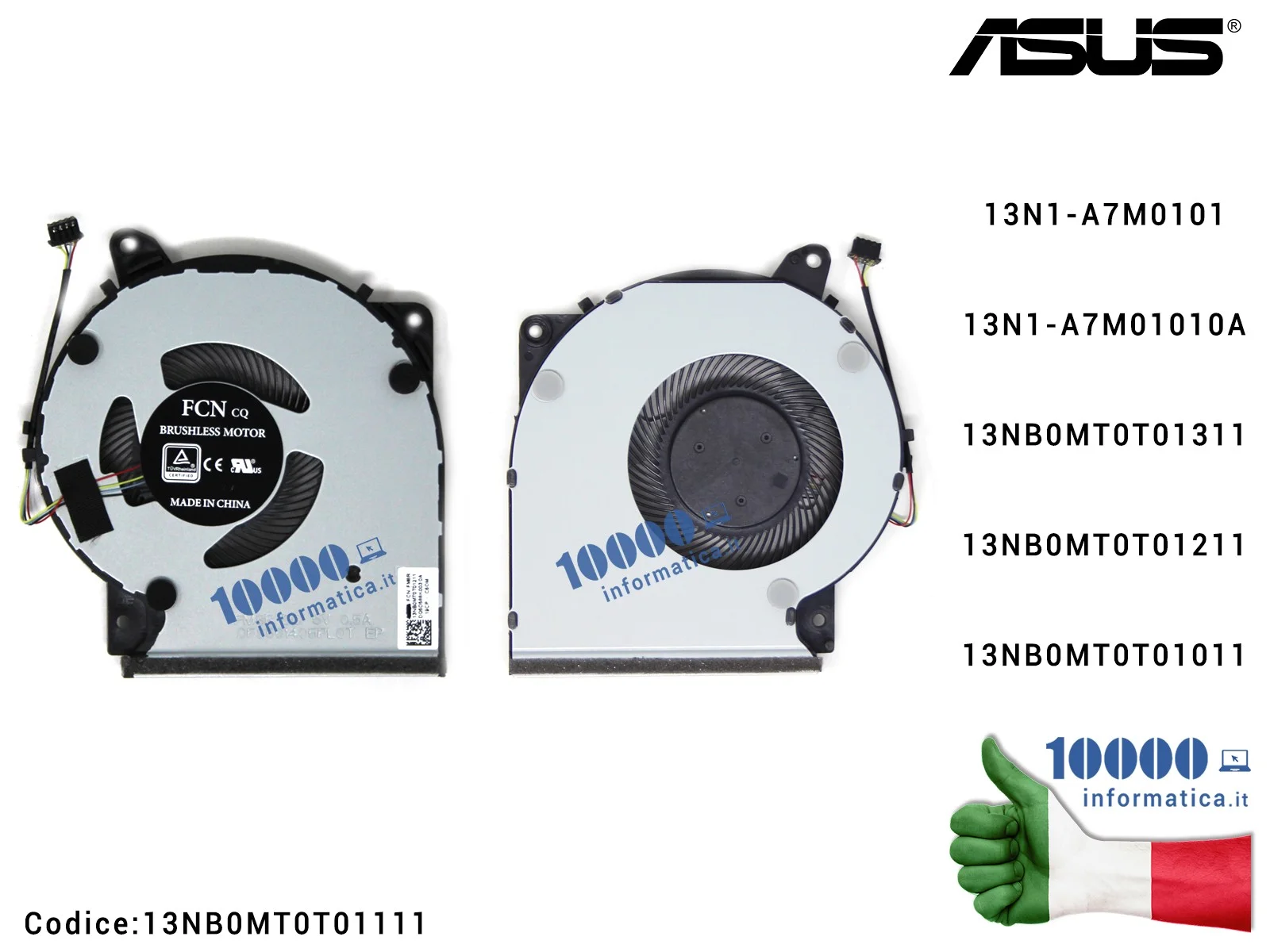 13NB0MT0T01111 Ventola CPU ASUS 13NB0MT0T01311 per X409 X509 F509 M509 D509 R409 P509 Ventola Fan CPU ASUS VivoBook X509 X509...