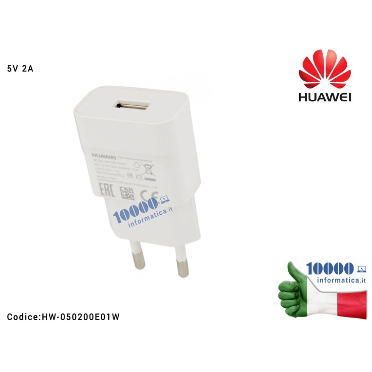 Alimentatore Carica Batteria USB HUAWEI 10W 5V 2A [BIANCO] (HW-050200E01) Honor 7 (PLK-L01)Honor 7 (PLK-L11)