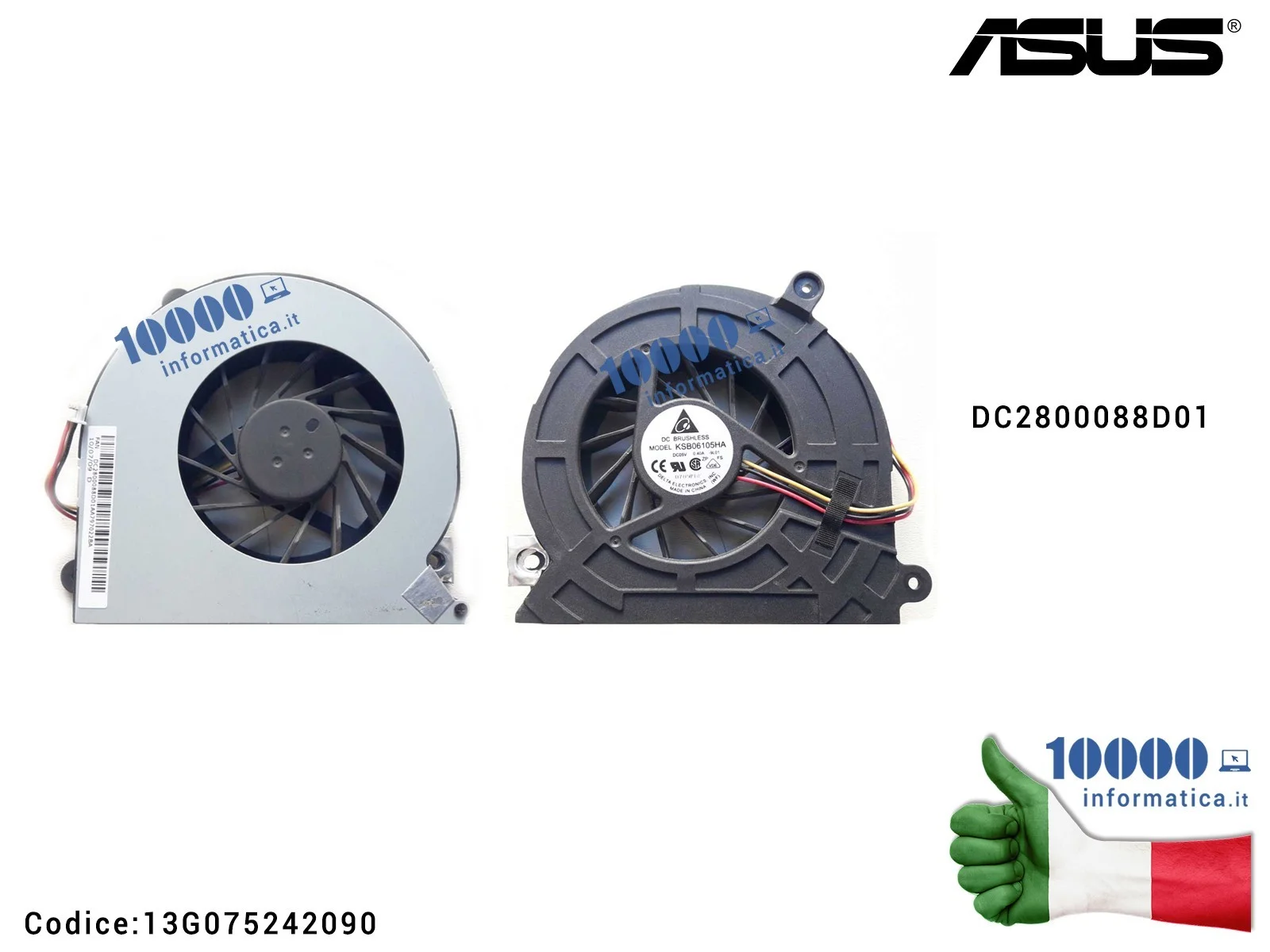 13G075242040 Ventola di Raffreddamento Fan CPU ASUS All In One ET2010 ET2011 (3 PIN) NCL30 KSB06105HA-9L01 ET2010AG ET2010AGT...