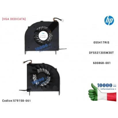 579158-001 Ventola Fan CPU HP Pavilion DV6-2000 DV6-2100 [VGA DEDICATA] 055417RIS DFS531305M30T 600868-001 579158-001