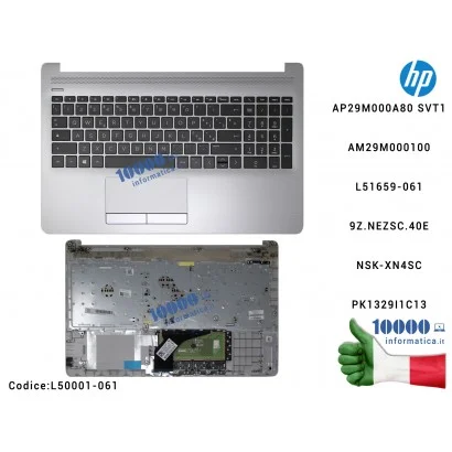 L50001-061 Tastiera Italiana Completa di Top Case Superiore Palmrest (Ash Silver) HP 15-DB 250 G7 255 G7 15-DA 15-DR [SILVER]...