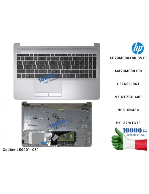 L50001-061 Tastiera Italiana Completa di Top Case Superiore Palmrest (Ash Silver) HP 15-DB 250 G7 255 G7 15-DA 15-DR [SILVER]...