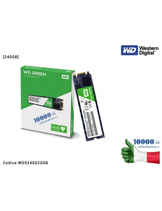 WDS240G2G0B HARD DISK SSD M.2 2280 SATA3 INTERNO 240GB WD GREEN WDS240G2G0B A STATO SOLIDO