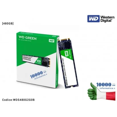 WDS480G2G0B HARD DISK SSD M.2 2280 SATA3 INTERNO 480 GB WD GREEN 3D WDS480G2G0B HDD M2 PCI A STATO SOLIDO