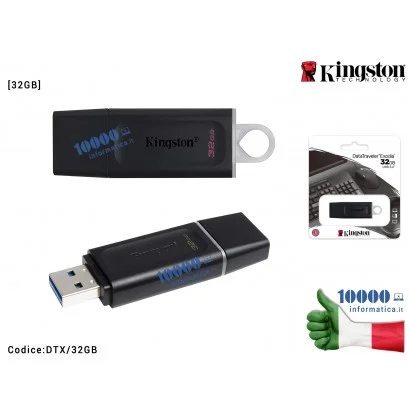 DTX/32GB PENDRIVE USB 3.2 Gen 1 32GB CHIAVETTA PENNA 32 GB CHIAVE FLASH KINGSTON DTX/32GB