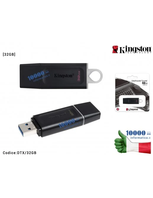 DTX/32GB PENDRIVE USB 3.2 Gen 1 32GB CHIAVETTA PENNA 32 GB CHIAVE FLASH KINGSTON DTX/32GB