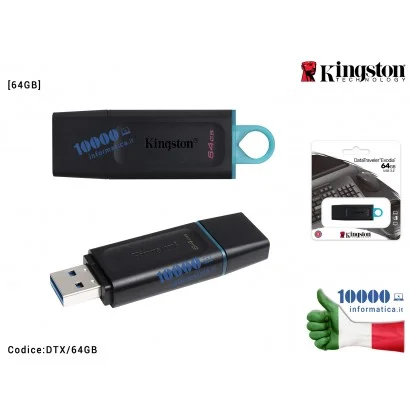 DTX/64GB PENDRIVE USB 3.2 Gen 1 64GB CHIAVETTA PENNA 64 GB CHIAVE FLASH KINGSTON DTX/64GB