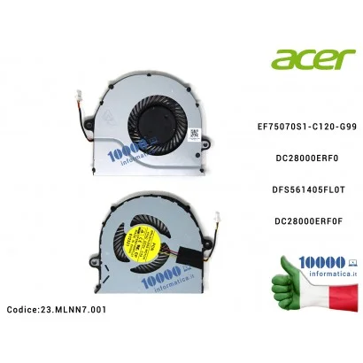 23.MLNN7.001 Ventola Fan CPU ACER Aspire E5-521 E5-521G E5-531 E5-551G E5-571G E5-571P V3-532 V3-572 Extensa 2510 23.ML9N2.00...