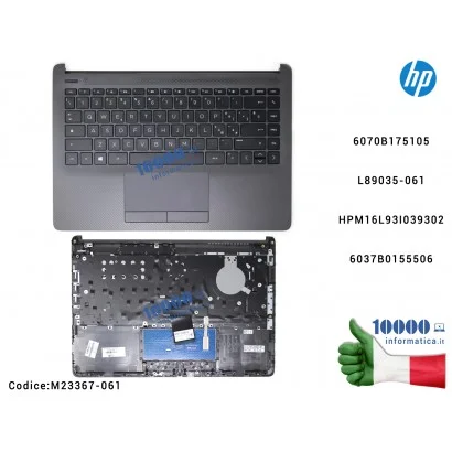 M23367-061 Tastiera Italiana Completa di Top Case Superiore Palmrest (Jet Black) HP Notebook 240 G8 [NERO] 6070B175105 L89035...