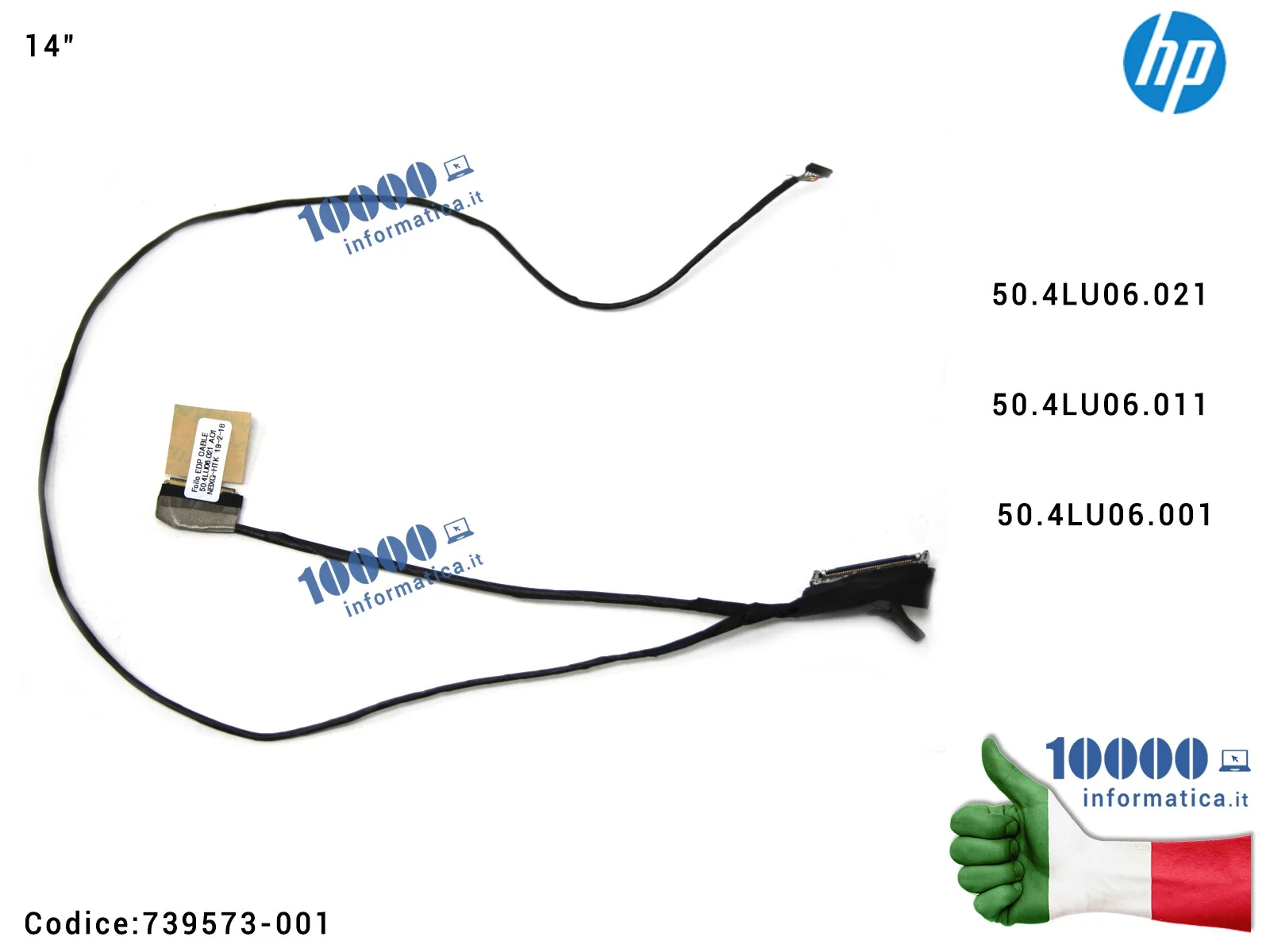 739573-001 Cavo Flat LCD HP EliteBook Folio 1040 G1 1040 G2 (14") 50.4LU06.021 50.4LU06.011 50.4LU06.001 739573-001