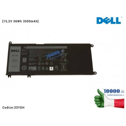 33YDH Batteria 33YDH DELL Latitude 13 3380 3480 3580 3590 3490 3400 3500 [15,2V 56Wh 3500mAh] 033YDH CN-033YDH 99NF2 W7NKD 7F...