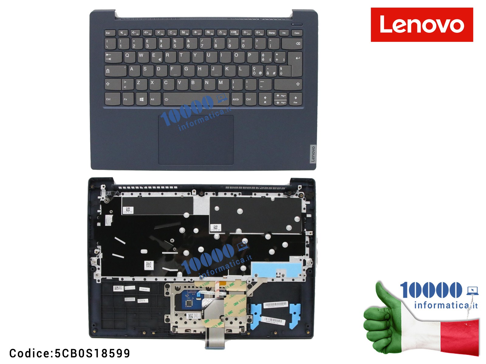 5CB0S18599 Tastiera Italiana Retroilluminata Completa di Top Case Superiore LENOVO IdeaPad S340-14IWL (81N7) S340-14API (81NB...