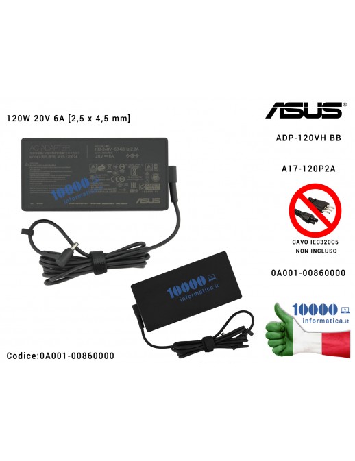 0A001-00860000 Alimentatore 120W 20V Originale Asus N7600Q N7600QA N7600QC N7600QE Alimentatore ASUS 120W 20V 6A [2,5 x 4,5 m...