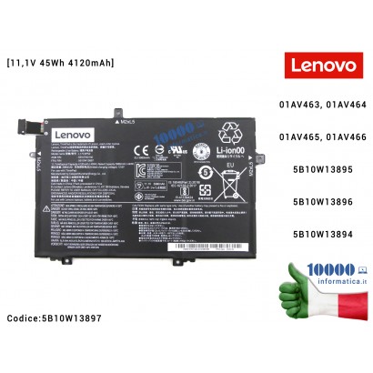 5B10W13897 Batteria L17C3P52 Originale Notebook LENOVO ThinkPad L14 Gen 2 (20X1) (20X2) [11,1V 45Wh 4120mAh] 1AV463 01AV464 01AV