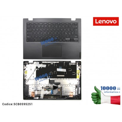 5CB0S95251 Tastiera Italiana Completa di Top Case Superiore LENOVO Chromebook S345-14AST (81WX) 14e (81MH) [Mineral Gray] 5CB...