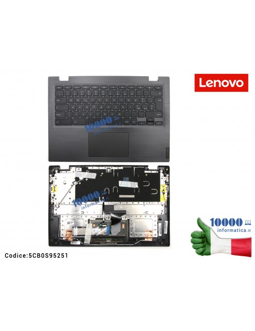 5CB0S95251 Tastiera Italiana Completa di Top Case Superiore LENOVO Chromebook S345-14AST (81WX) 14e (81MH) [Mineral Gray] 5CB...