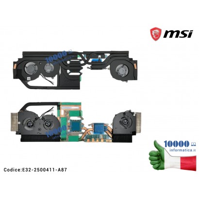 E32-2500411-A87 Dissipatore + Ventola Fan CPU+GPU MSI GS75 Stealth 8SF (MS-17G1) P75 Creator 8SE WS75 9TK GS75 Stealth 9SE [K...