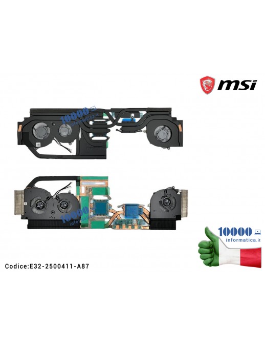 E32-2500411-A87 Dissipatore + Ventola Fan CPU+GPU MSI GS75 Stealth 8SF (MS-17G1) P75 Creator 8SE WS75 9TK GS75 Stealth 9SE [K...