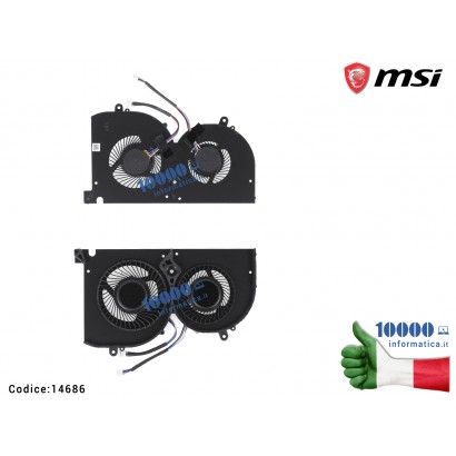 14686 Ventola Fan GPU MSI GS75 Stealth 8SF (MS-17G1) P75 Creator 8SE WS75 9TK GS75 Stealth 9SE [DUAL FAN]