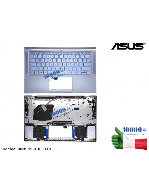 90NB0PB3-R31IT0 Tastiera con Top Case Originale ASUS ZenBook 14 UM431 UM431D UX431 UX431DA UX431D (Silvery Blue) 90NB0PB3-R31...