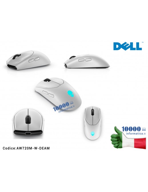 AW720M-W-DEAM Alienware Tri-Mode Wireless Gaming Mouse DELL Aw720M Ambidestro Rf Wireless + Bluetooth Optical 26000 Dpi AW720...