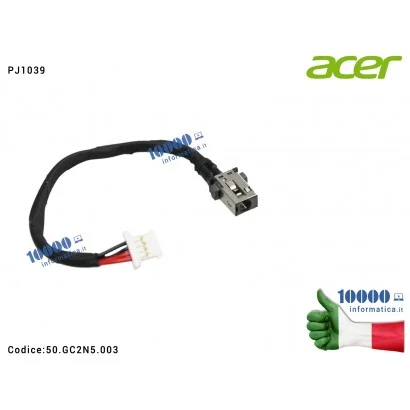 50.GC2N5.003 Connettore di Alimentazione DC Power Jack PJ1039 ACER Chromebook CB3-431 50.GC2N5.003