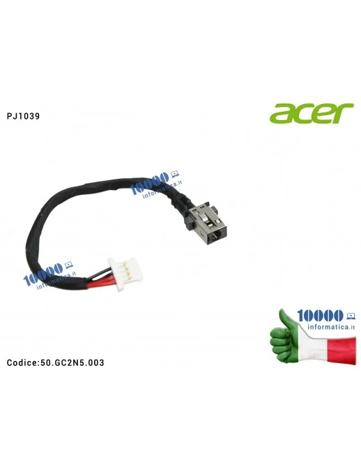 50.GC2N5.003 Connettore di Alimentazione DC Power Jack PJ1039 ACER Chromebook CB3-431 50.GC2N5.003