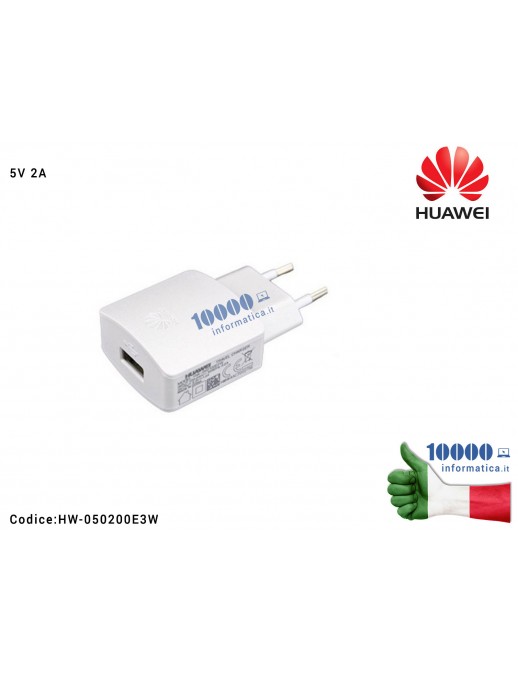 02220299 Alimentatore Carica Batteria USB HUAWEI 10W 5V 2A [BIANCO] (HW-050200E3W) Tablet Smartphone