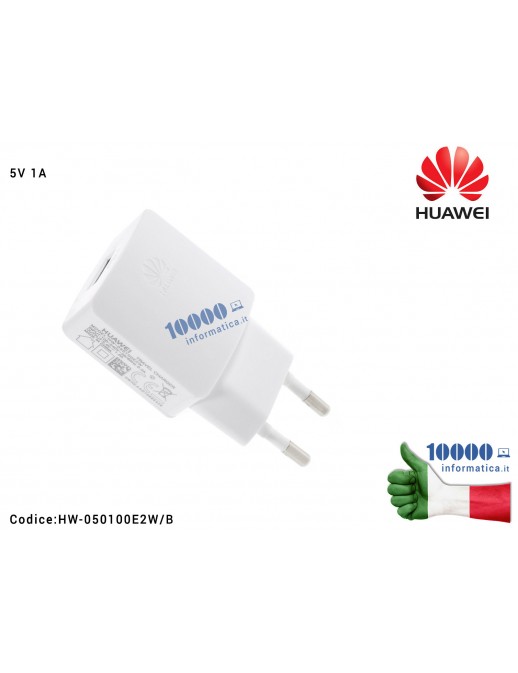 02220439 Alimentatore Carica Batteria USB HUAWEI 5W 5V 1A [BIANCO] (HW-050100E2W) USB Travel Charge