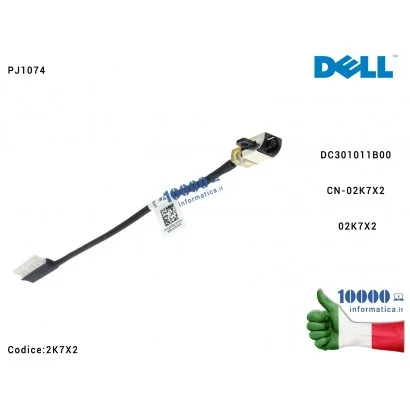 2K7X2 Connettore DC Power Jack PJ1074 [12 cm] DELL Inspiron 15-5570 15-5575 17-5770 17-5775 P35E P75F DC301011B00 CN-02K7X2 0...