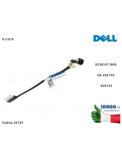 2K7X2 Connettore DC Power Jack PJ1074 [12 cm] DELL Inspiron 15-5570 15-5575 17-5770 17-5775 P35E P75F DC301011B00 CN-02K7X2 0...