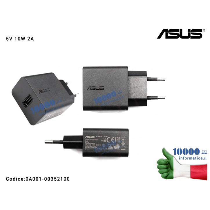 Alimentatore USB ASUS [10W 5V 2A] AD897020 M80TA T100TA T100TAF T100TAL T100TAM TF303CL VivoTab ME400CL Pad MeMO Pad ME172V ME30