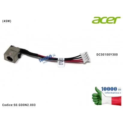 50.GD0N2.003 Connettore DC Power Jack PJ1009 ACER Aspire ES1-523 ES1-524 ES1-533 ES1-572 ES1-732 Extensa 2540 Packard Bell Ea...