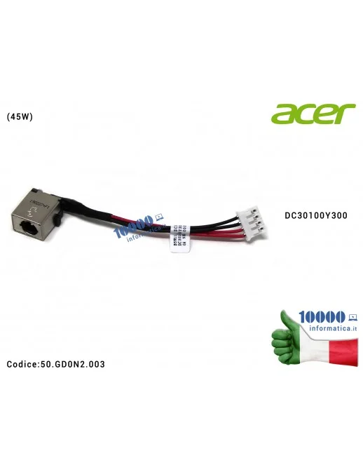 50.GD0N2.003 Connettore DC Power Jack PJ1009 ACER Aspire ES1-523 ES1-524 ES1-533 ES1-572 ES1-732 Extensa 2540 Packard Bell Ea...