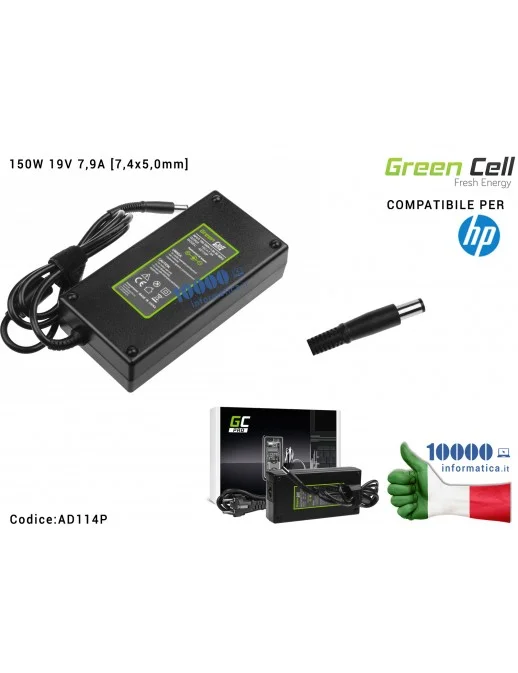 AD110P Alimentatore Green Cell PRO 150W 19V 7,9A [7,4x5,0mm] HP EliteBook 8530p 8530w 8540p 8540w 8560p 8560w 8570w 8730w ZBo...