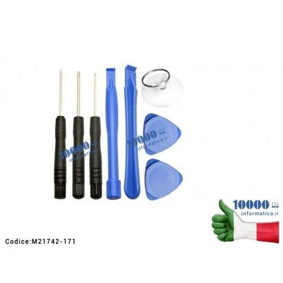 13576 TOOL KIT SET APERTURA RIPARAZIONE SMARTPHONE IPHONE TABLET LEVA GIRAVITE VENTOSA