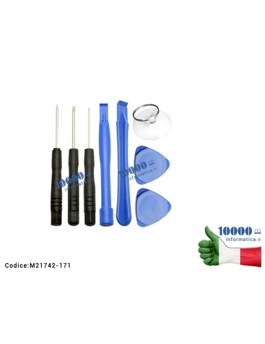 13576 TOOL KIT SET APERTURA RIPARAZIONE SMARTPHONE IPHONE TABLET LEVA GIRAVITE VENTOSA